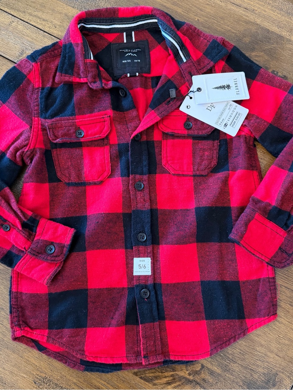 Denim & Flower Plaid Shirt NWT